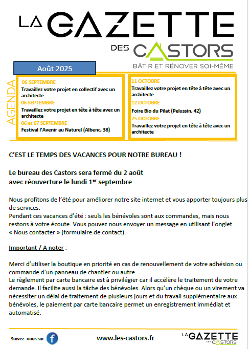 Gazette Castors Août 2025